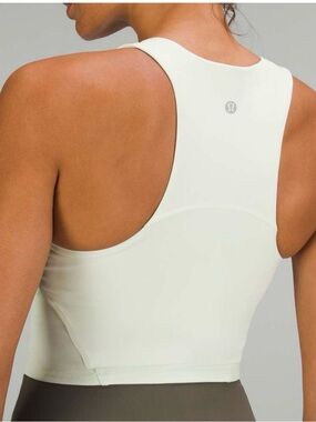lululemon athletica White High Cropped Racerback Crop Tank Top Size Large